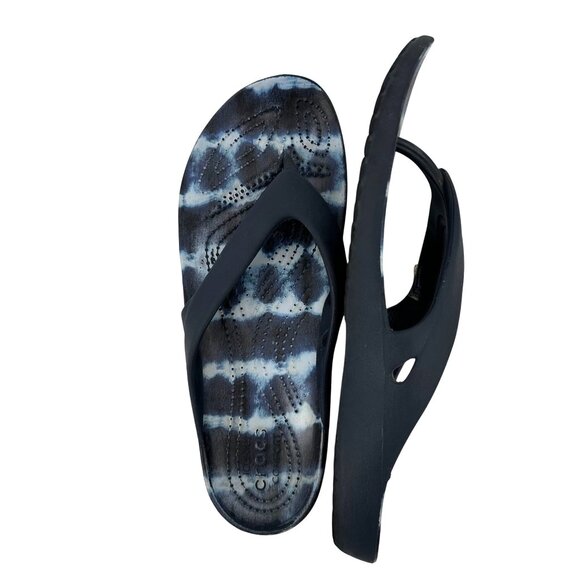 Crocs Womens Blue Tie-Dye Lightweight & Durable Summer Sandals Flip Flops W8 - Picture 2 of 6
